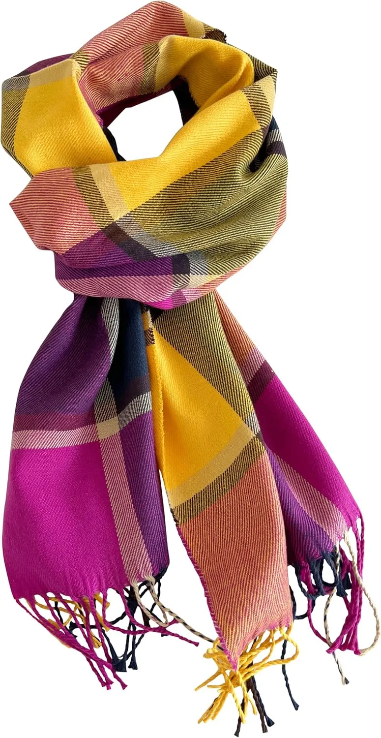 Women's Scarf Classic Tassel Plaid Super Soft Classic Cashmere Feel Fall Winter Scarves Tartan Warm Chunky Wrap Shawl