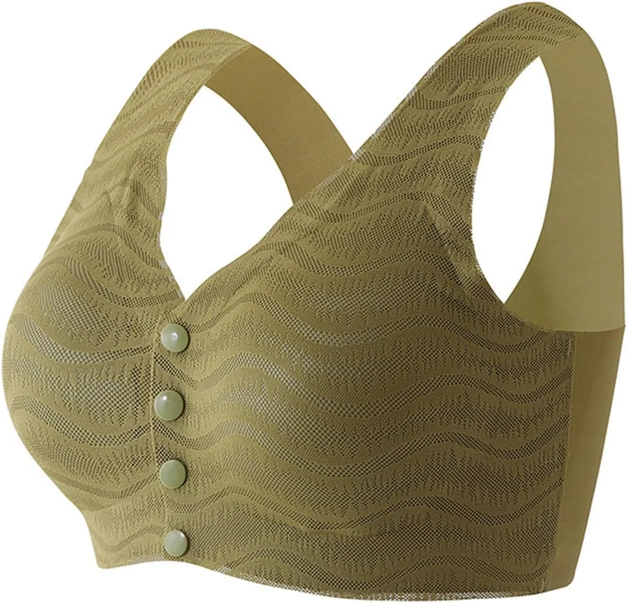 Womens Soft Breathable Full Coverage Bras Front Button Ripple Lace Bralettes Comfort Wireless Push Up Everyday Bras