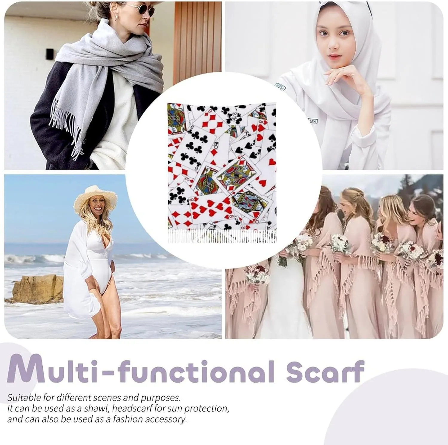 Womens Winter Scarf Scarves Soft Lightweight Blanket Thick Large Wrap Shawl