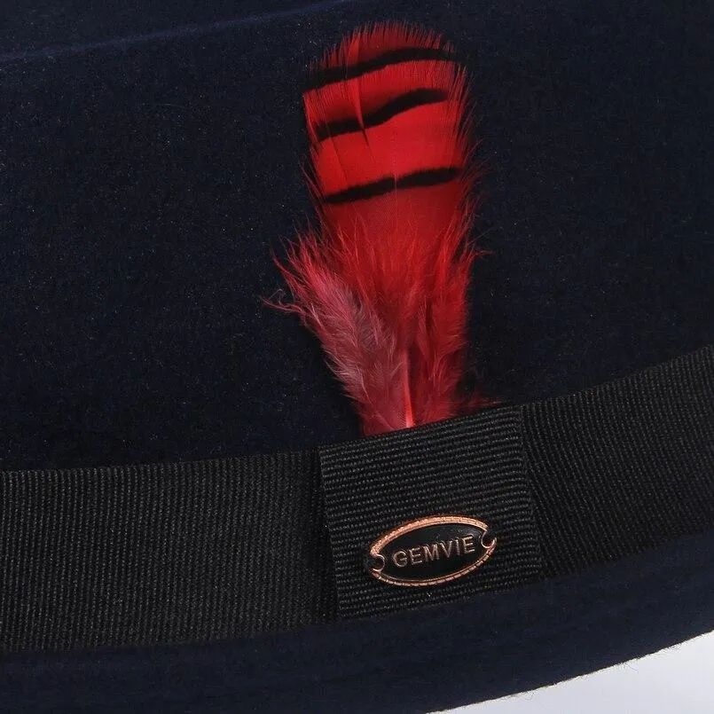 Wool Felt Pork Pie Hat With Feather