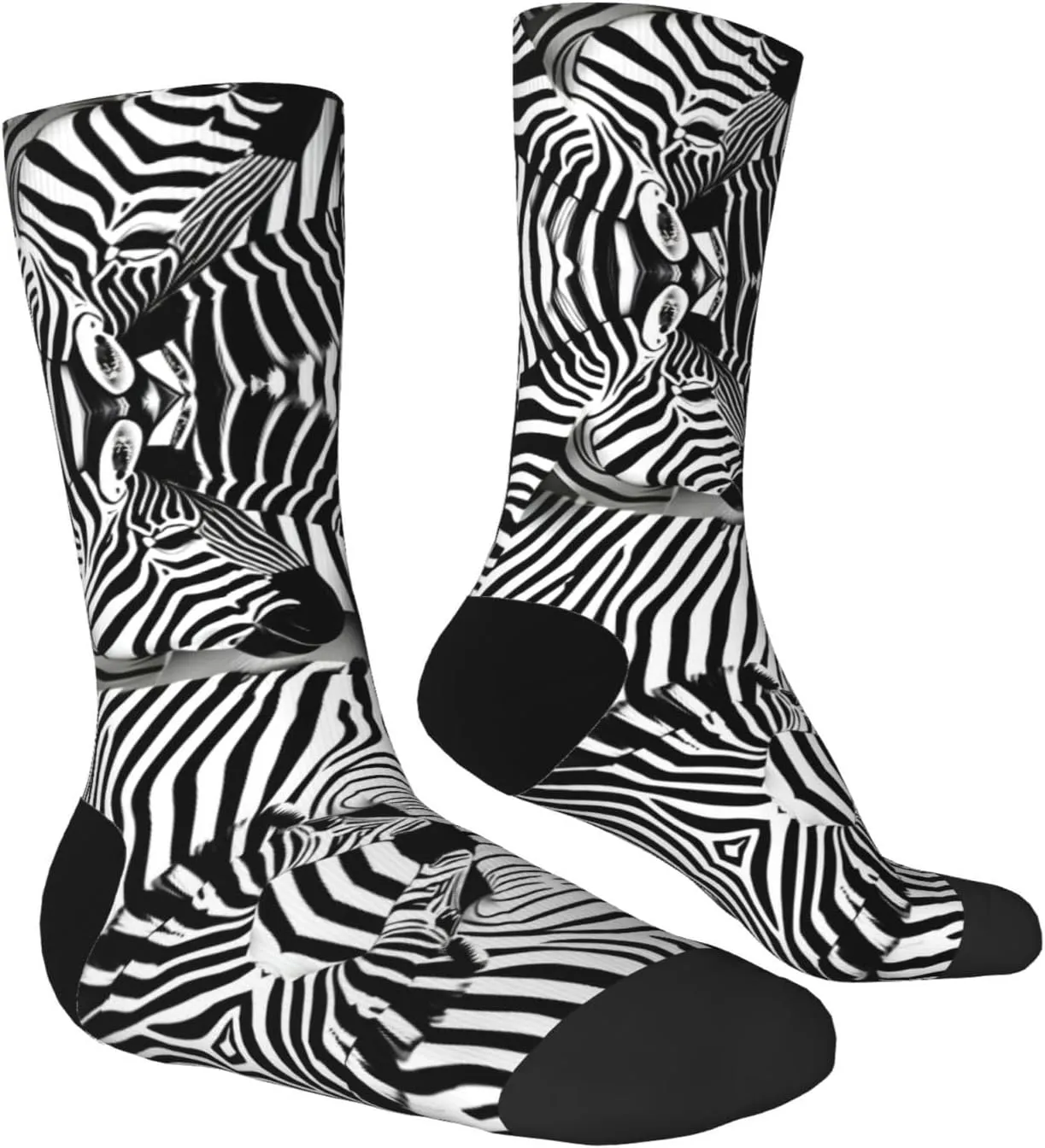 Zebra Print Fun Contrast Socks,Novel Crazy Cool Socks,Pattern Funky Novelty Socks,Unisex Bulk Socks