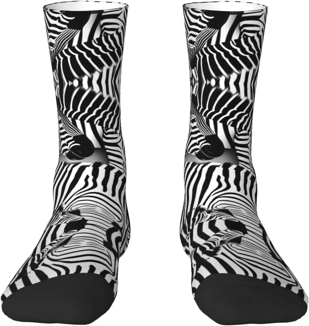 Zebra Print Fun Contrast Socks,Novel Crazy Cool Socks,Pattern Funky Novelty Socks,Unisex Bulk Socks